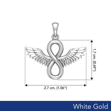 Angel Wings and Infinity Symbol Solid White Gold Pendant WPD5876 - Jewelry